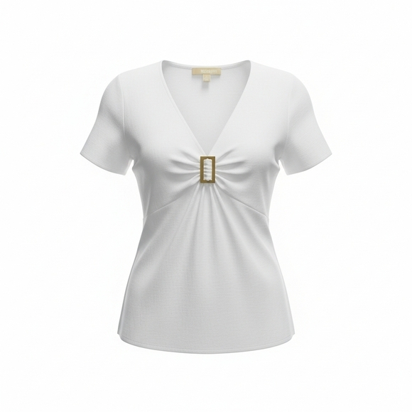 MICHAEL Michael Kors Tops - Michael Kors Women's Medium Y2K Inspired Top With A Gold Detail Buckle Old Money